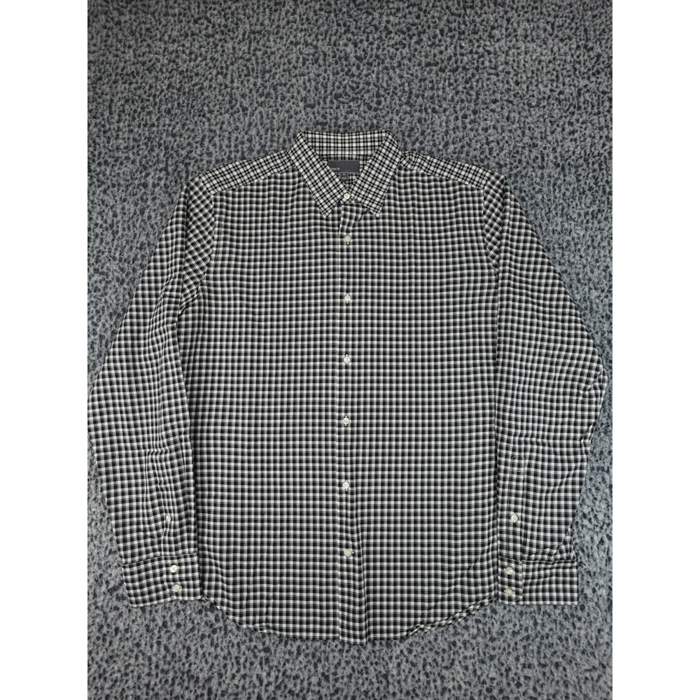 Vince Button Down Shirt Mens XL Black White Gingham Check Cotton Long Sleeve